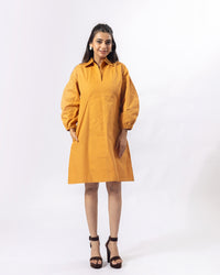 Mustard Balloon Mini Dress