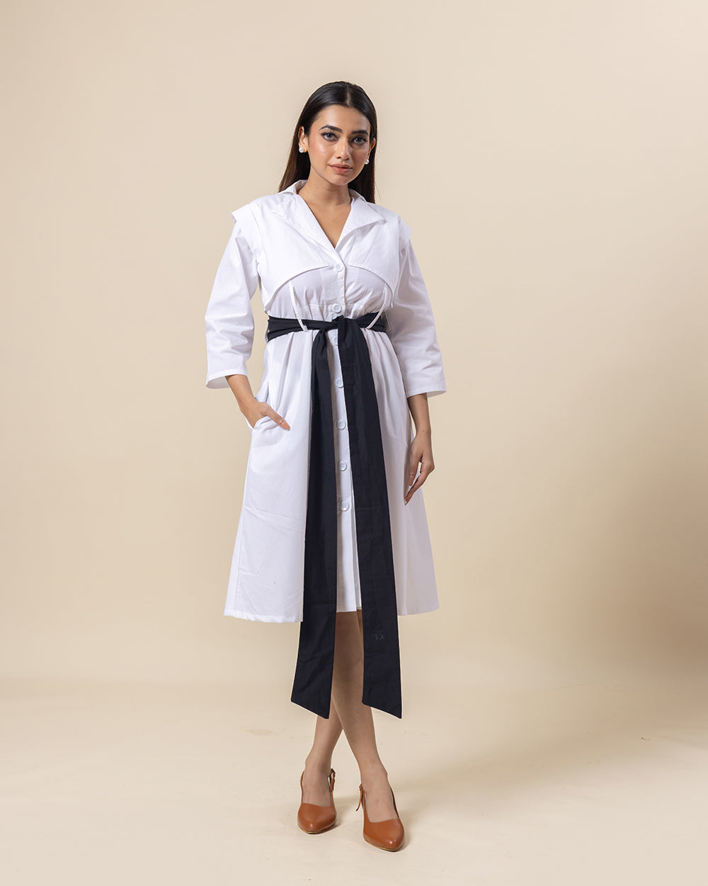 White Lapel City Dress