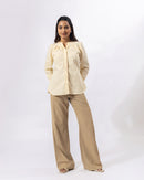 Cream Pleat Collar Shirt