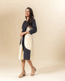 Monochrome Allure Midi Dress