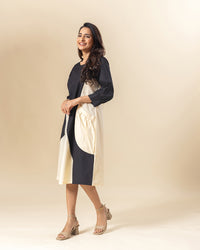 Monochrome Allure Midi Dress