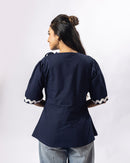 Navy Silhouette Cotton Top