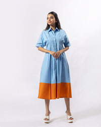 Contrast Play Midi Dress