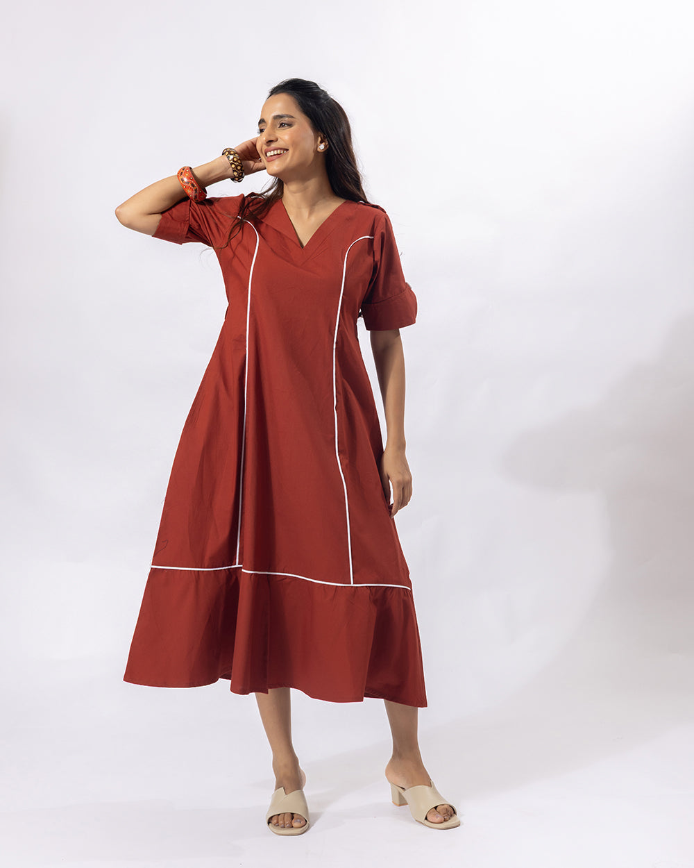 Brick Story Midi Dress