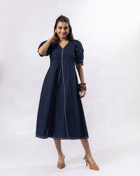 Navy Poise Midi Dress