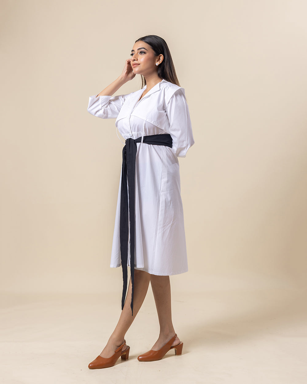 White Lapel City Dress