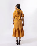 Mustard Stand Collar Midi