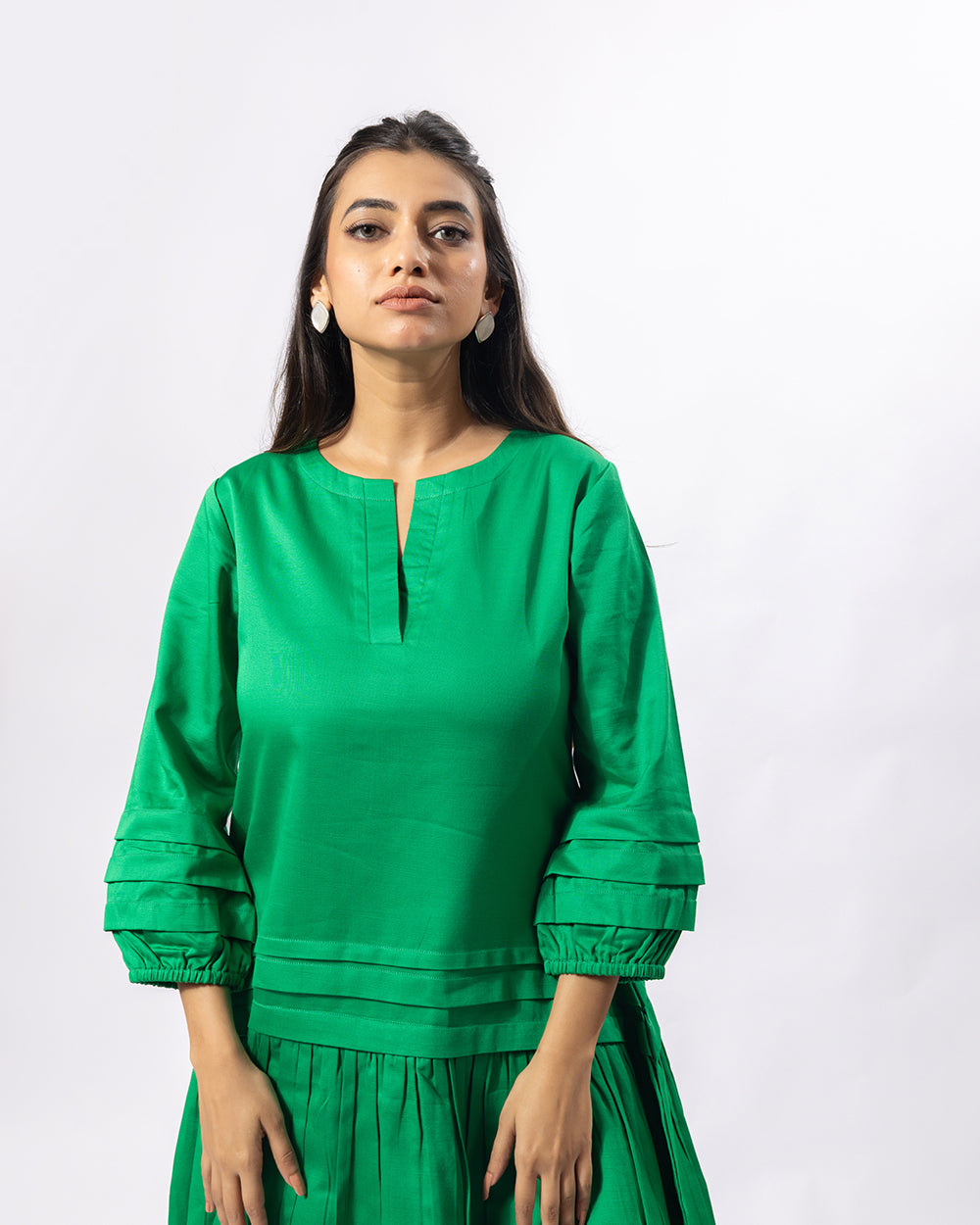 Green Notch Structured Dress
