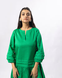 Green Notch Structured Dress
