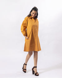 Mustard Balloon Mini Dress
