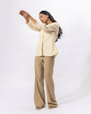 Cream Pleat Collar Shirt