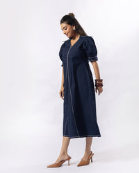 Navy Poise Midi Dress