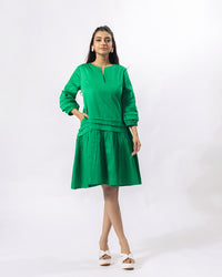 Green Notch Structured Dress