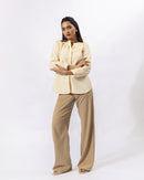 Cream Pleat Collar Shirt