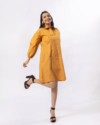 Mustard Balloon Mini Dress