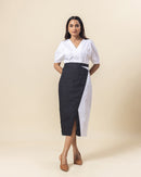 Monochrome Glow Midi Dress