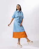 Contrast Play Midi Dress
