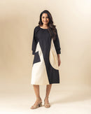 Monochrome Allure Midi Dress