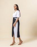 Monochrome Glow Midi Dress