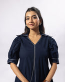 Navy Poise Midi Dress