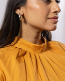 Mustard Stand Collar Midi