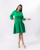 Green Notch Structured Dress