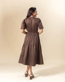 Mocha Pleat Midi Dress