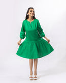 Green Notch Structured Dress
