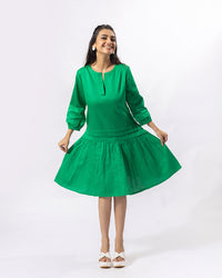 Green Notch Structured Dress