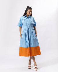 Contrast Play Midi Dress