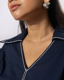 Navy Poise Midi Dress