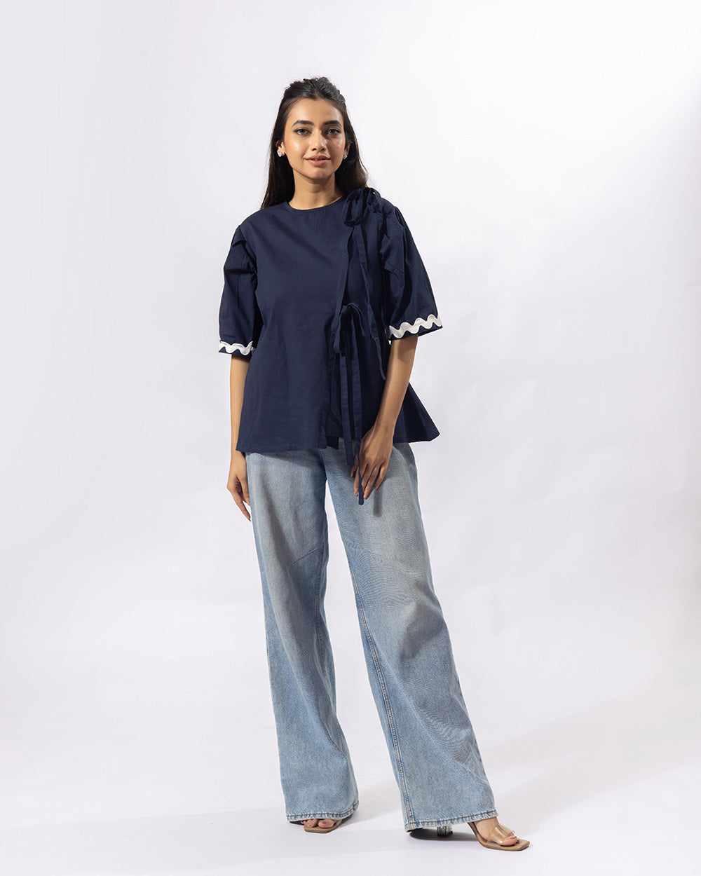 Navy Silhouette Cotton Top