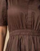 Mocha Pleat Midi Dress