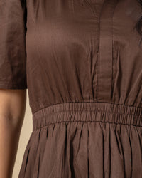 Mocha Pleat Midi Dress