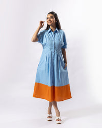 Contrast Play Midi Dress