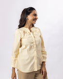 Cream Pleat Collar Shirt