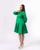 Green Notch Structured Dress