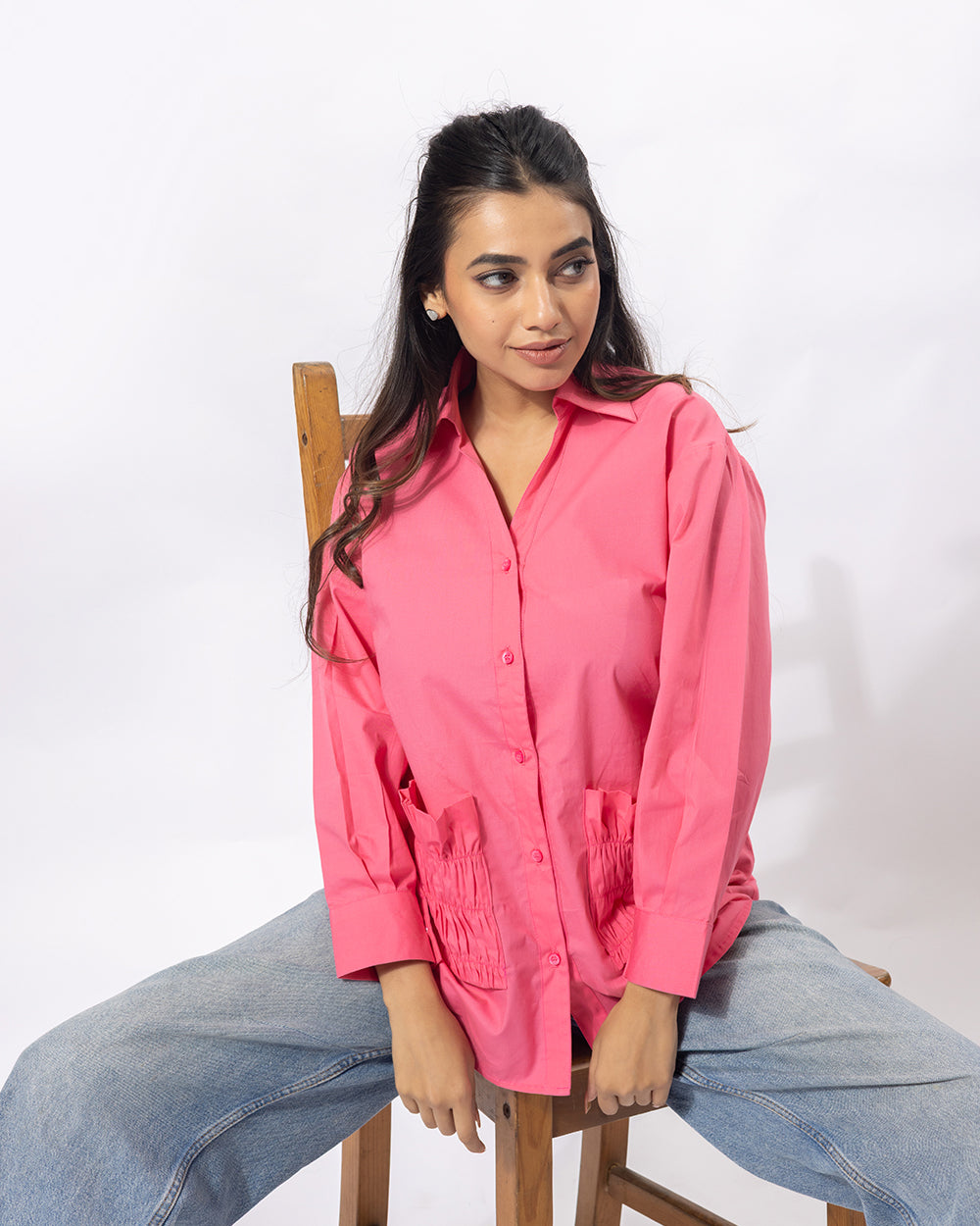 Rosé Swag Cotton Shirt