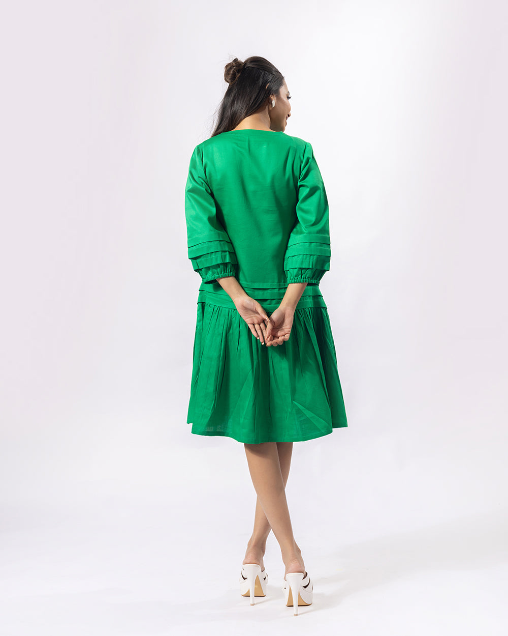 Green Notch Structured Dress