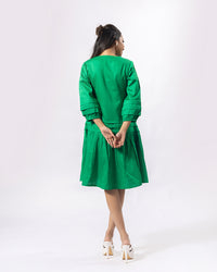 Green Notch Structured Dress