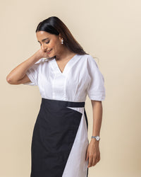 Monochrome Glow Midi Dress