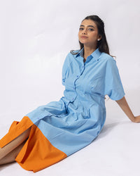 Contrast Play Midi Dress