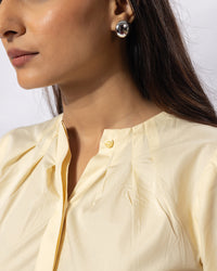 Cream Pleat Collar Shirt