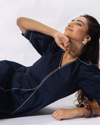 Navy Poise Midi Dress