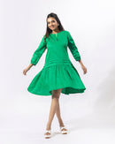 Green Notch Structured Dress