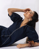 Navy Poise Midi Dress