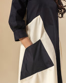 Monochrome Allure Midi Dress