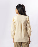 Cream Pleat Collar Shirt