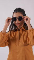 Mustard Balloon Mini Dress