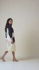 Monochrome Allure Midi Dress